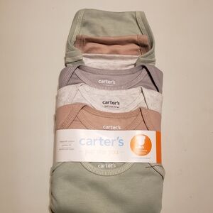 Carter's Soft Cotton Bodysuits in Green, Gray, and Tan